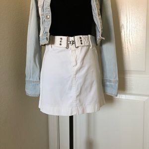 White Denim Mini Skirt